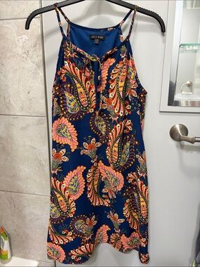 As U Wish Navy Paisley Halter Summer Dress size Small